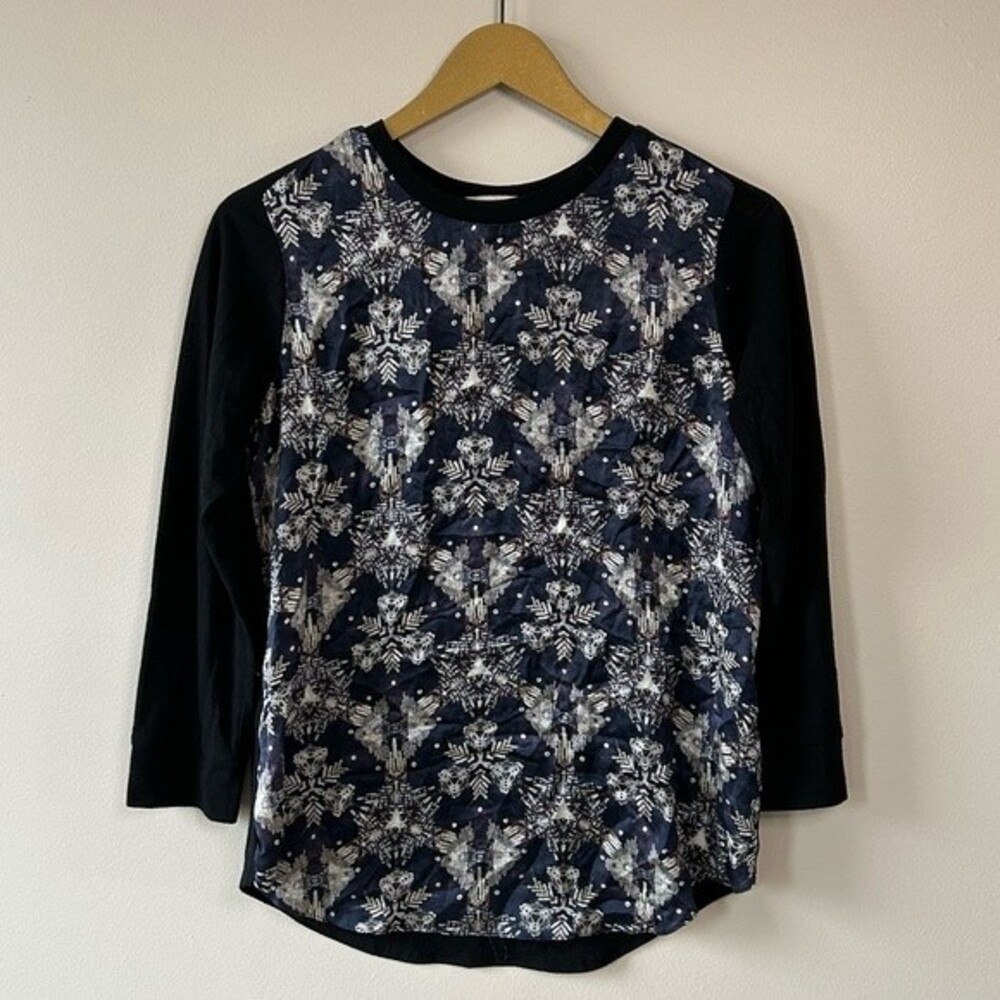 Rebecca Taylor Patterned Silk Long Sleeve Top Size 4